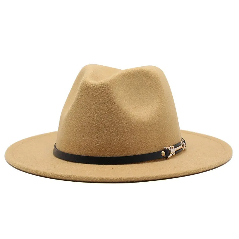 Men stylish fedora hats soft touch jazz top belt Panama shallow