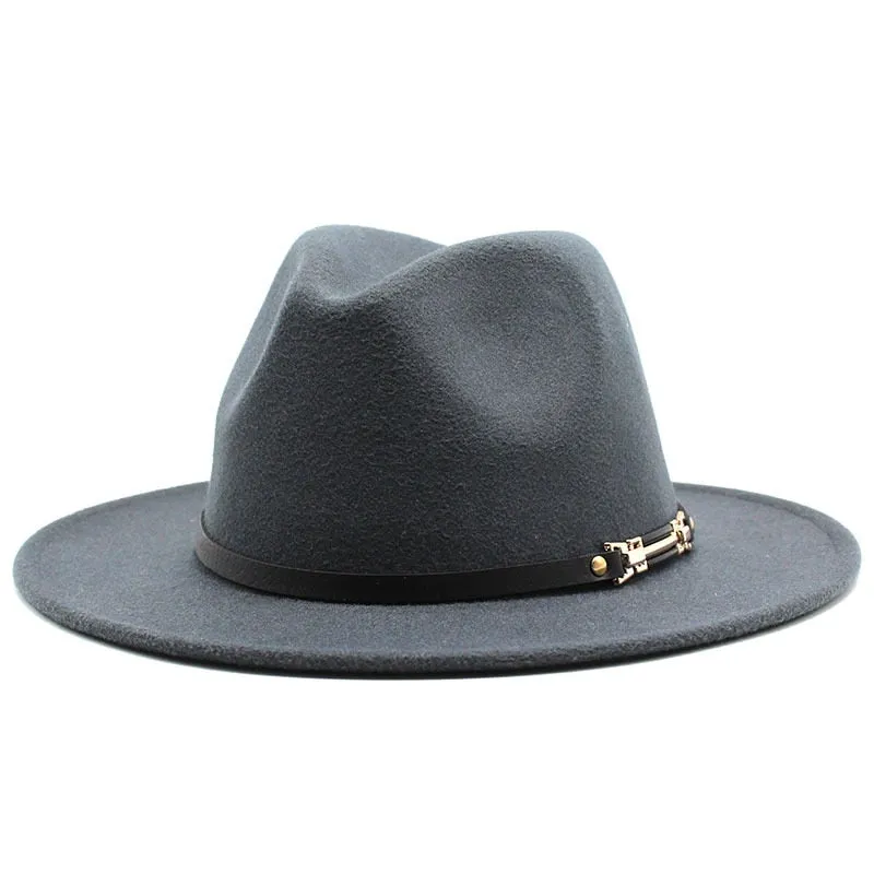 Men stylish fedora hats soft touch jazz top belt Panama shallow
