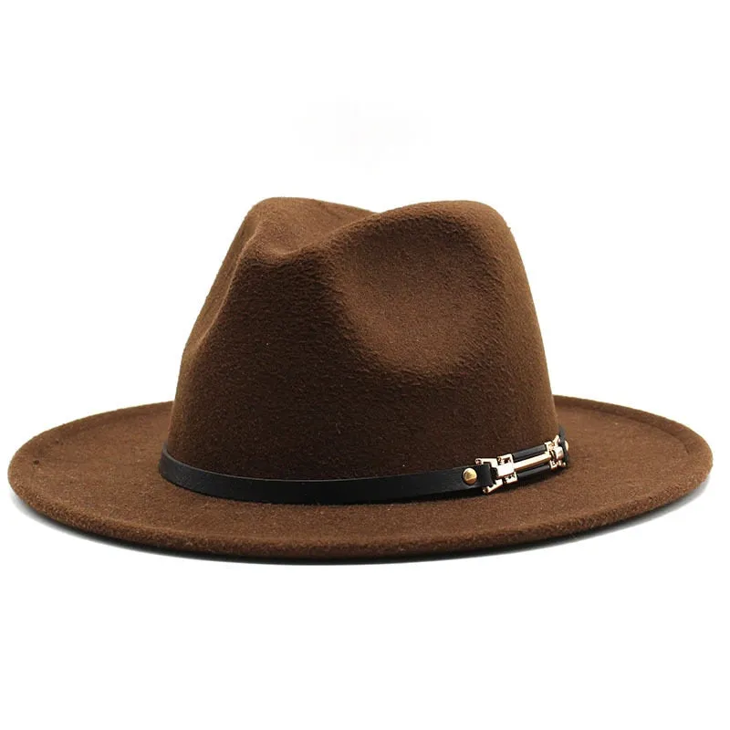 Men stylish fedora hats soft touch jazz top belt Panama shallow
