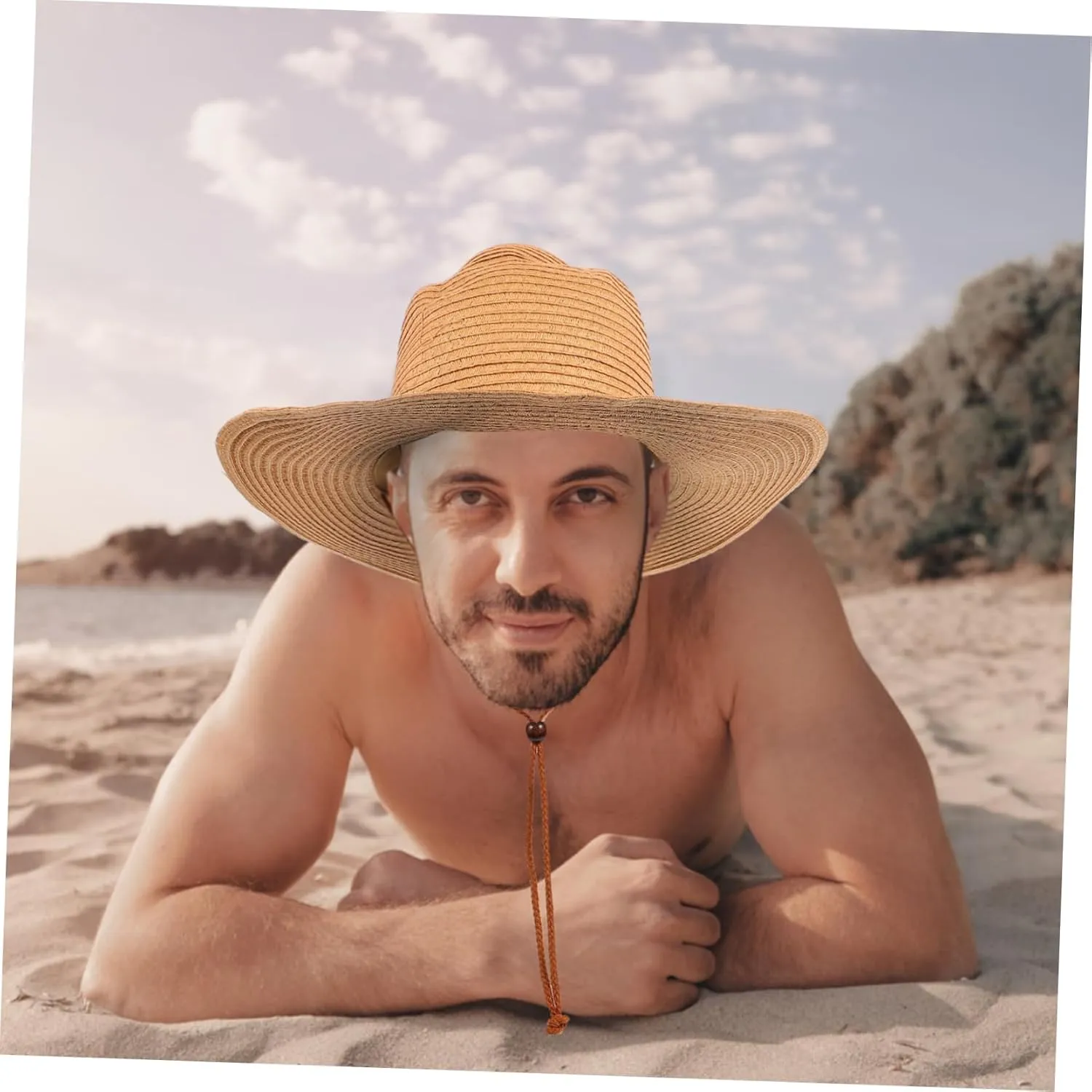 Men Wide Brim Hat Hats UK Straw Summer Hat Outdoor Beach Hat para Boater Sun Hat Cloche Sunproof Caps