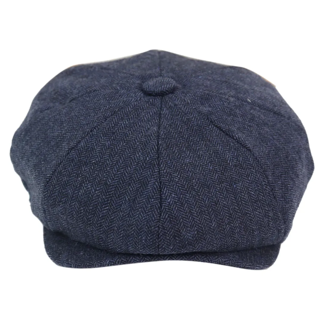 Men's 8 Panel Hat Wool Baker Newsboy Flat Cap Grandad 1920s Peaky