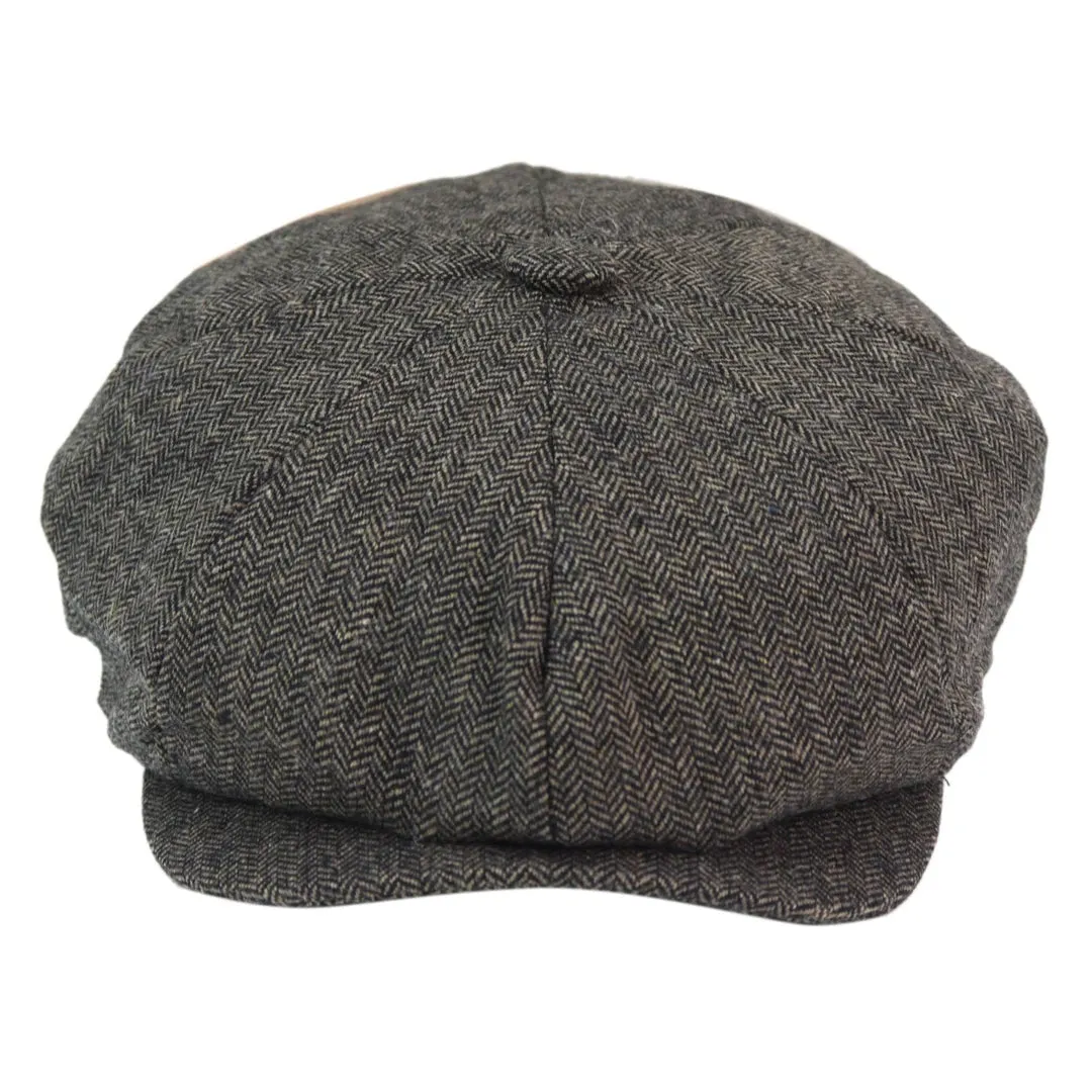 Men's 8 Panel Hat Wool Baker Newsboy Flat Cap Grandad 1920s Peaky