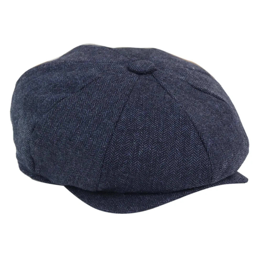 Men's 8 Panel Hat Wool Baker Newsboy Flat Cap Grandad 1920s Peaky