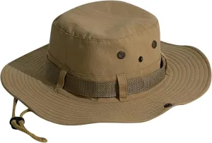 Mens and Womens Summer Leisure Outdoor Mountaineering Jungle Sun Big Brim Fishermans Hat Sun Hat Hat (Khaki, One Size)