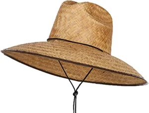 Men's Crushed Safari Straw Sun Hat,Life Guard Hat,Gardening,Safari Out Door (Dark Natural)