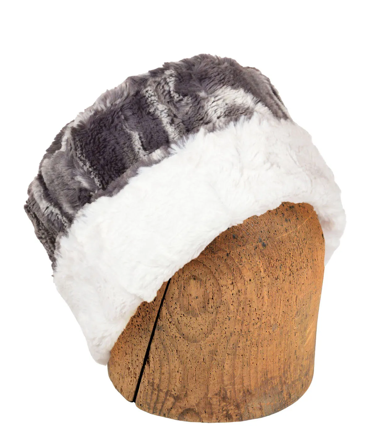 Men's Cuffed Pillbox, Reversible (Solid or Two-Tone) - Marble Dune Luxury Faux Furs