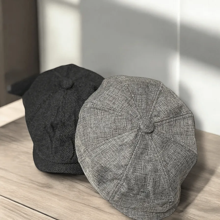 Men's Gray Grain Newsboy Cap