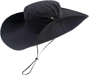 Men's Western Hat Summer Safari Hat Sun Protection Wide Brim Winter Metal Fishing Camping Classic Travel Cap