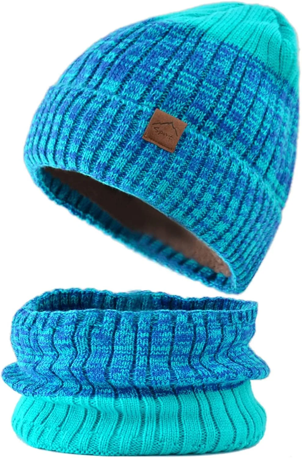 Mens Womens Winter Beanie Hat Scarf Set Slouchy Knit Beanie Skull Caps Ribbed Cuffed Beanies Cap Stretch Thermal Cap