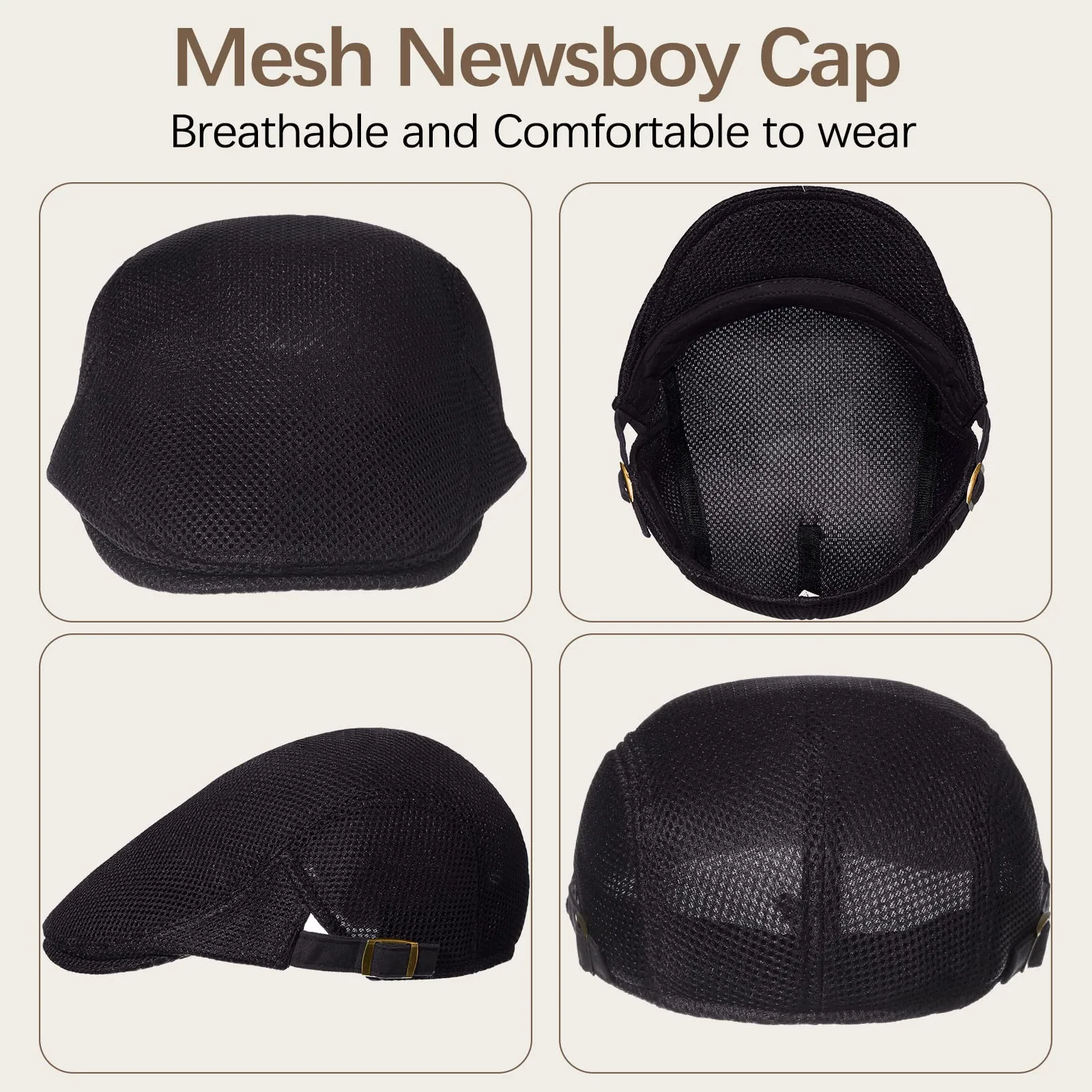 Mesh Breathable Adjustable Beret Cap