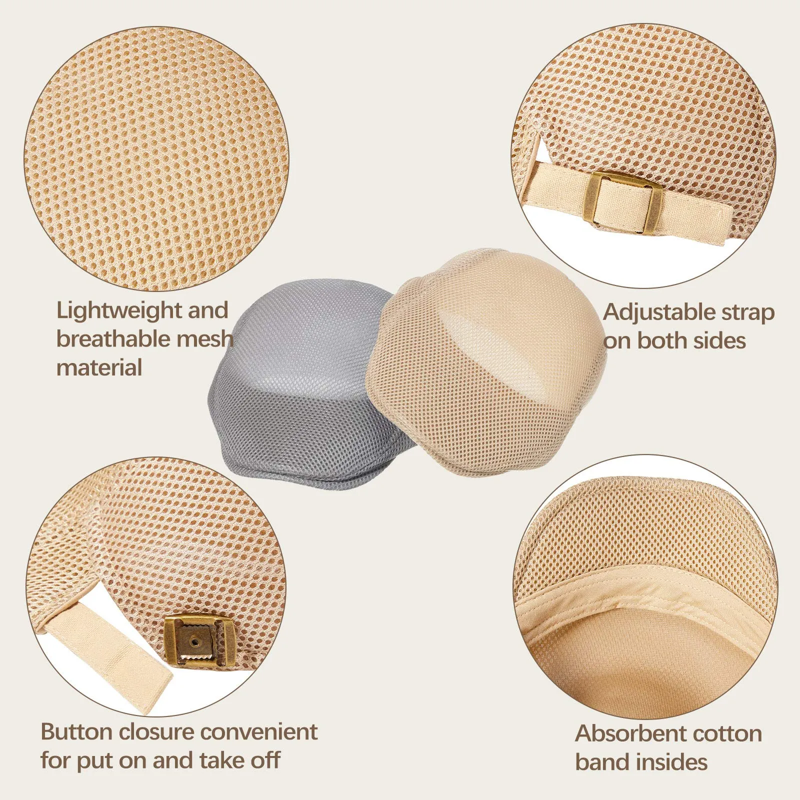 Mesh Breathable Adjustable Beret Cap