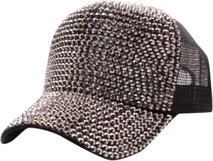 Messy Bun Ponytail Sports Baseball Cap Sequin Glitter Dad Hat for Men Women Vintage Plain Trucker Hat