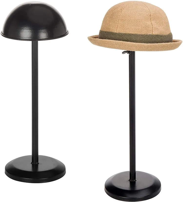 Metal Dome-Shaped Adjustable Height Hat Stands, Set of 2