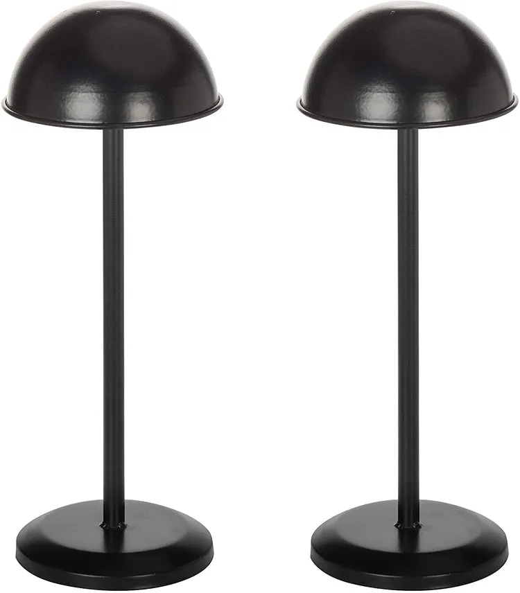 Metal Dome-Shaped Adjustable Height Hat Stands, Set of 2