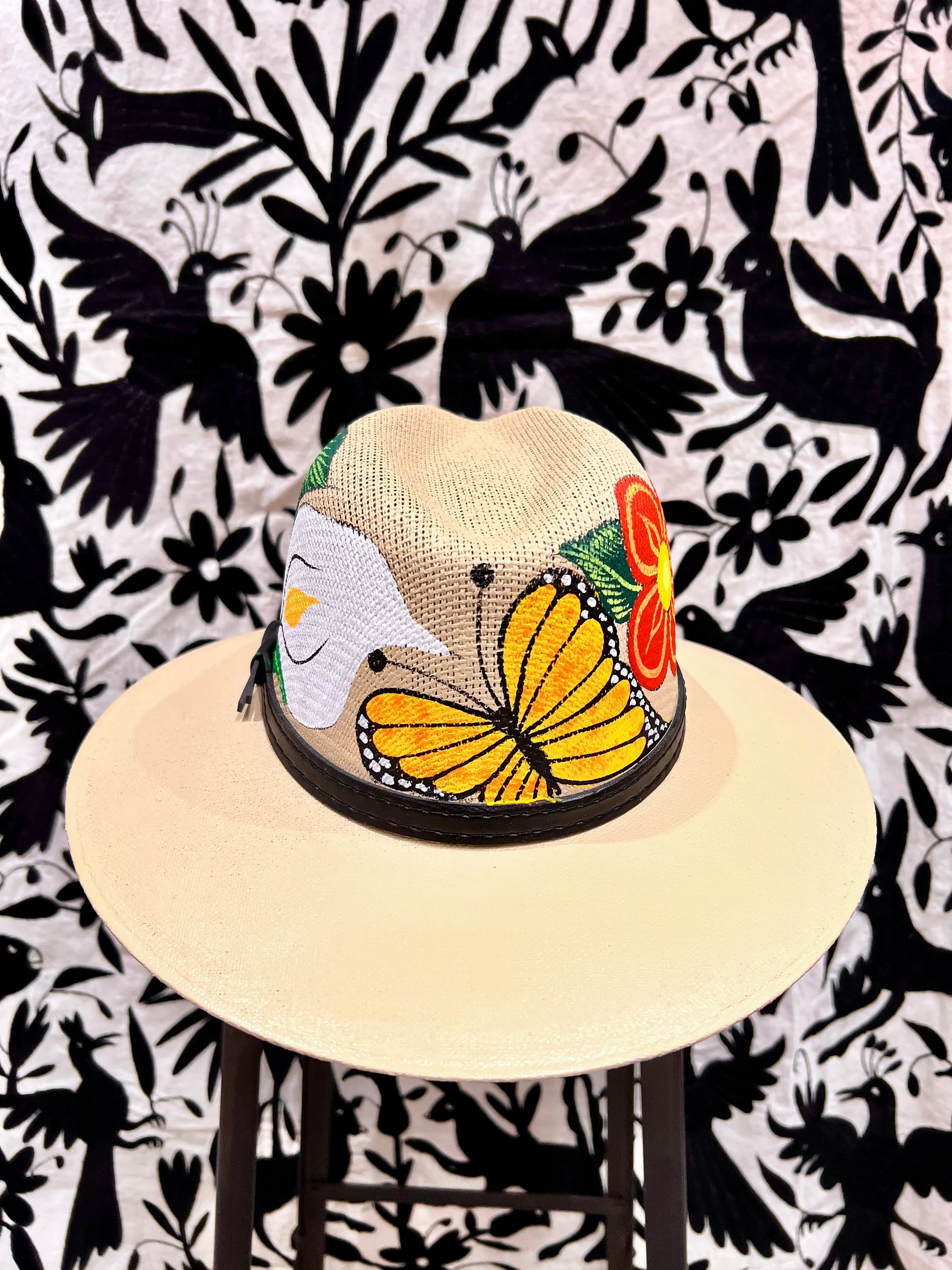 Mexican Hand Painted Sombrero — Butterflies
