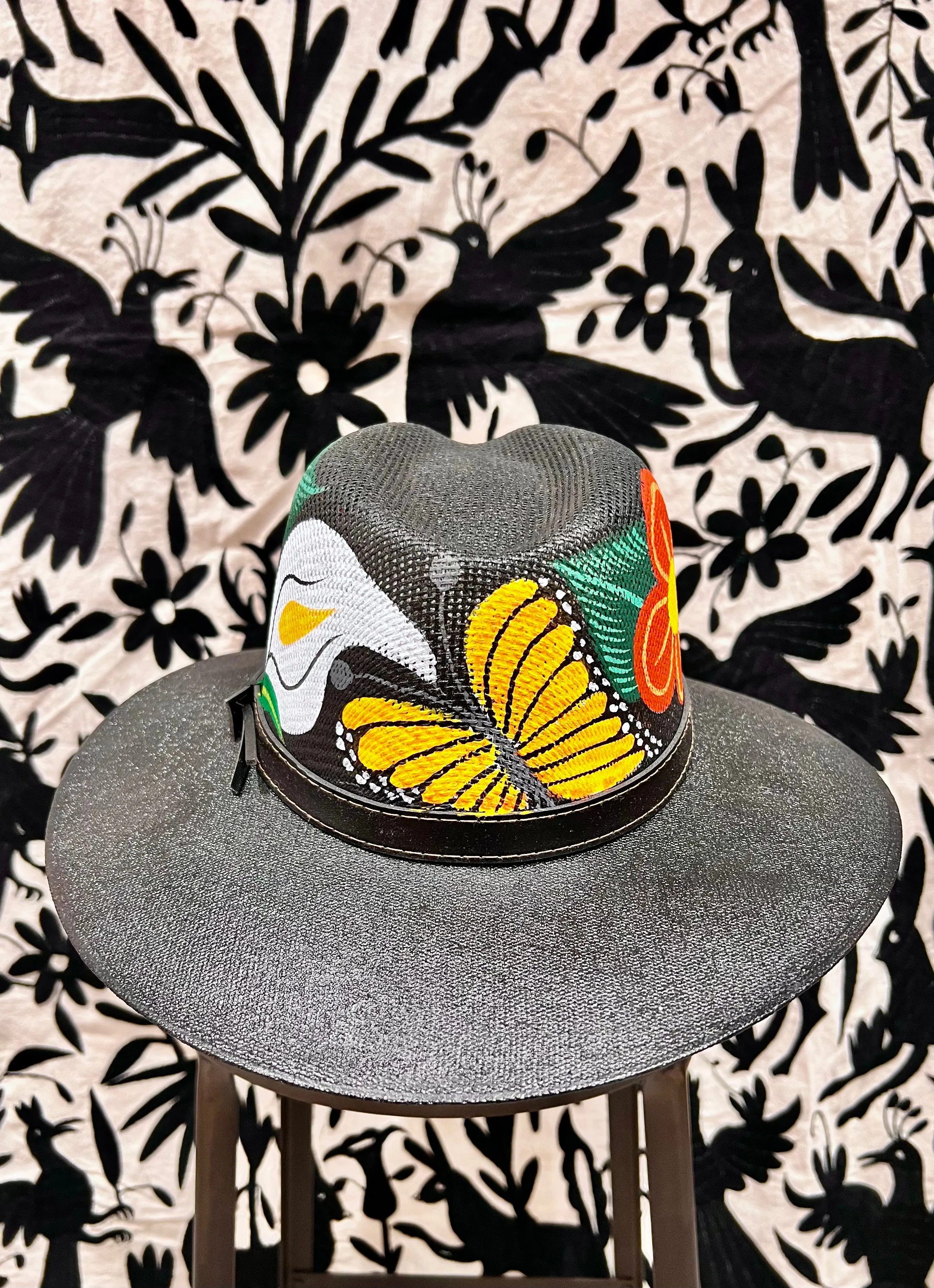 Mexican Hand Painted Sombrero — Butterflies