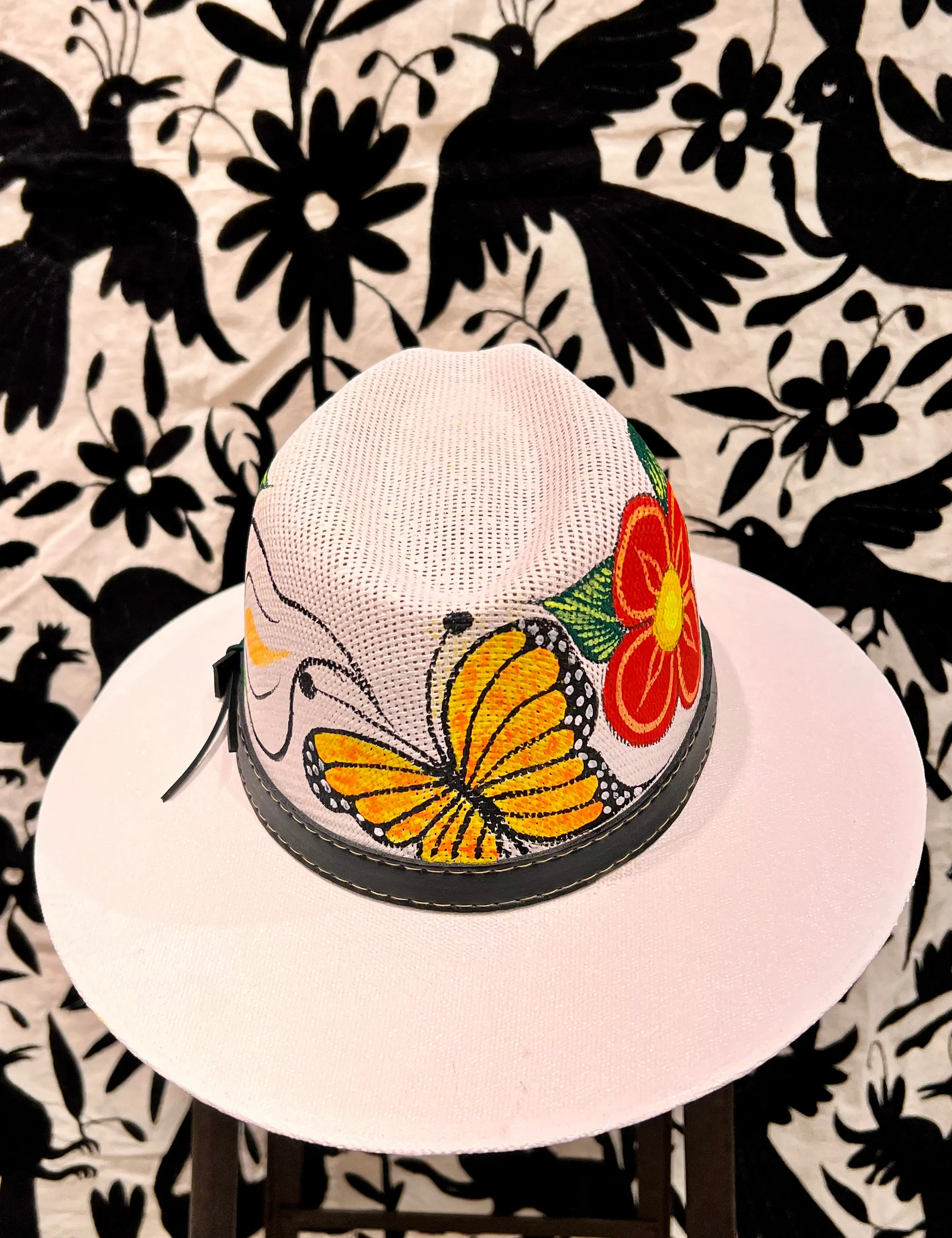 Mexican Hand Painted Sombrero — Butterflies