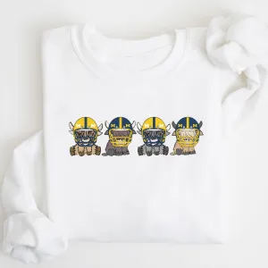 Michigan Wolverines Football Highland Cow Football Team Football Lovers Gift Unisex Crewneck Hoodie Sweatshirt