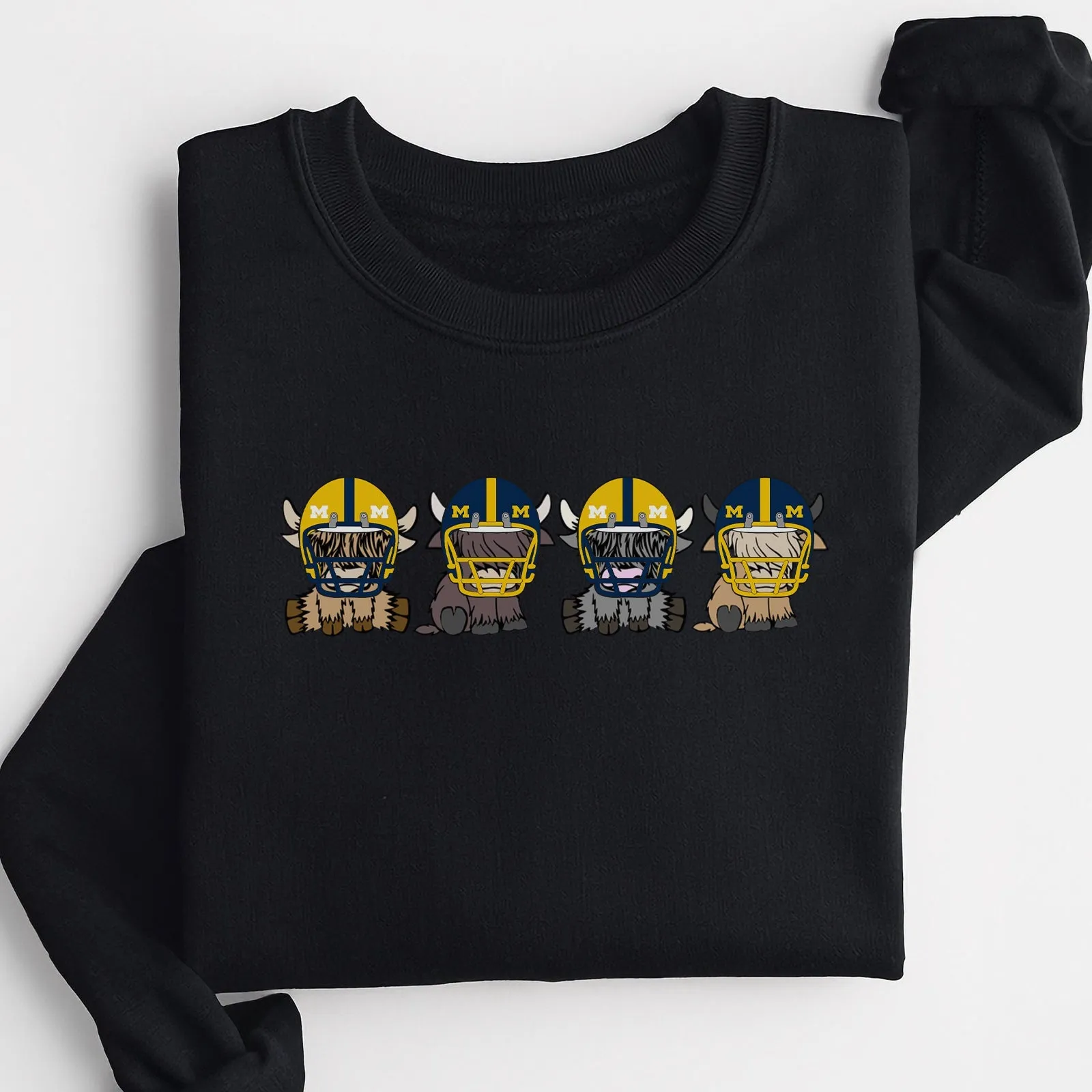 Michigan Wolverines Football Highland Cow Football Team Football Lovers Gift Unisex Crewneck Hoodie Sweatshirt