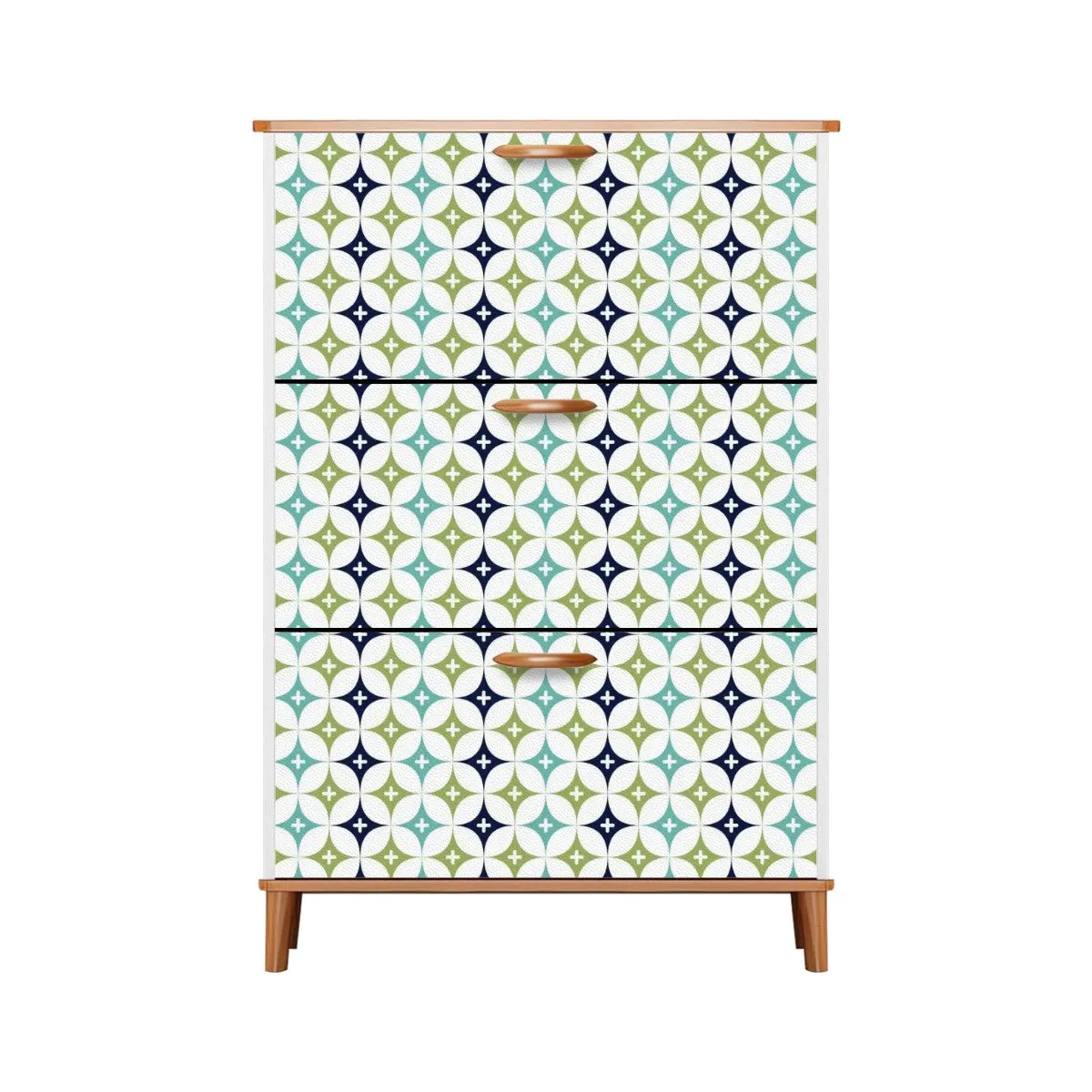 Mid Century Modern Atomic Blue, Green Shoe Storage Cabinet