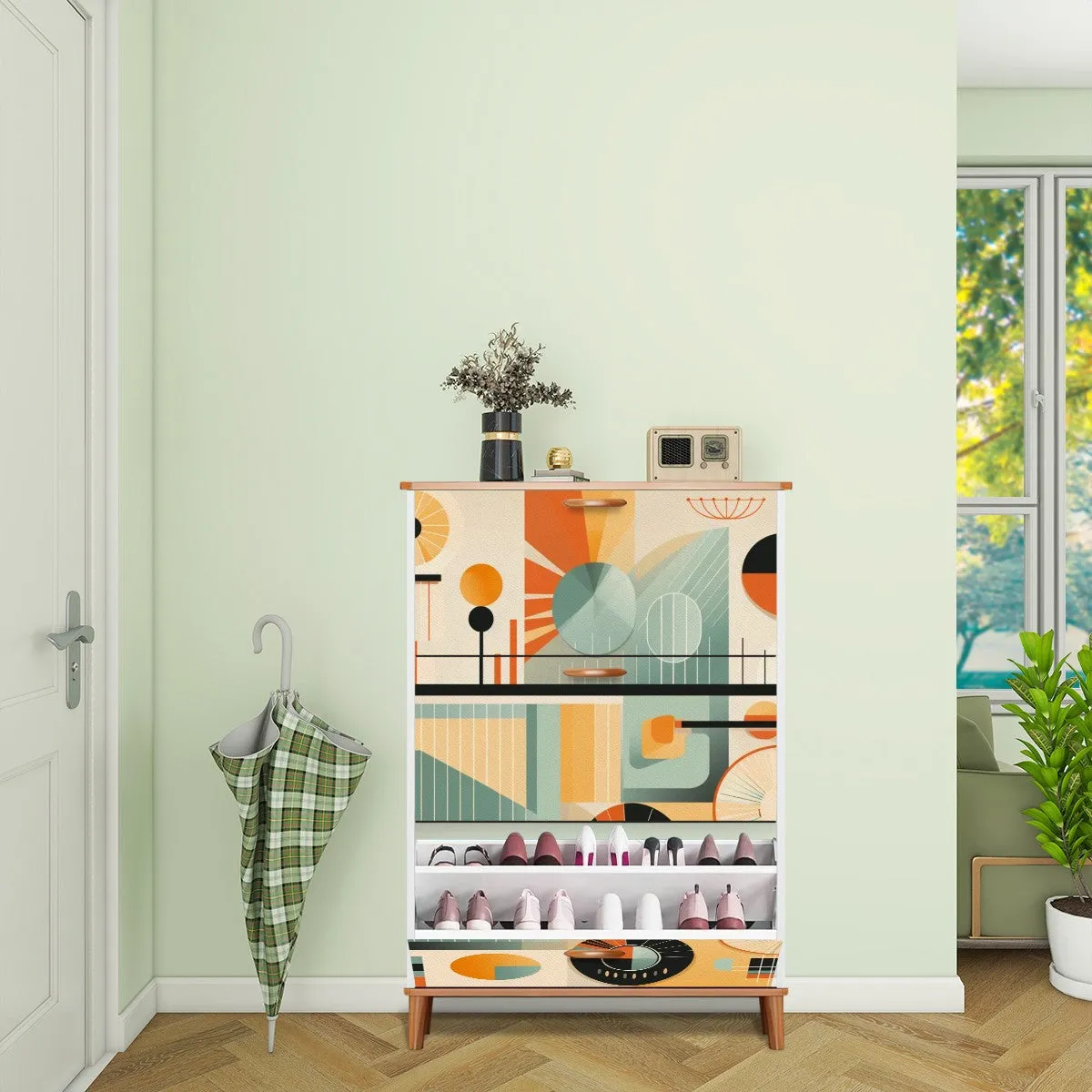 Mid Century Modern Bauhaus Designed Shoe Cabinet