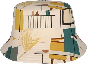 Mid Century Modern Bucket Hat Packable Breathable Sun Hats Fisherman Hats Outdoor Summer Travel Hiking Beach Caps for Men Women Black