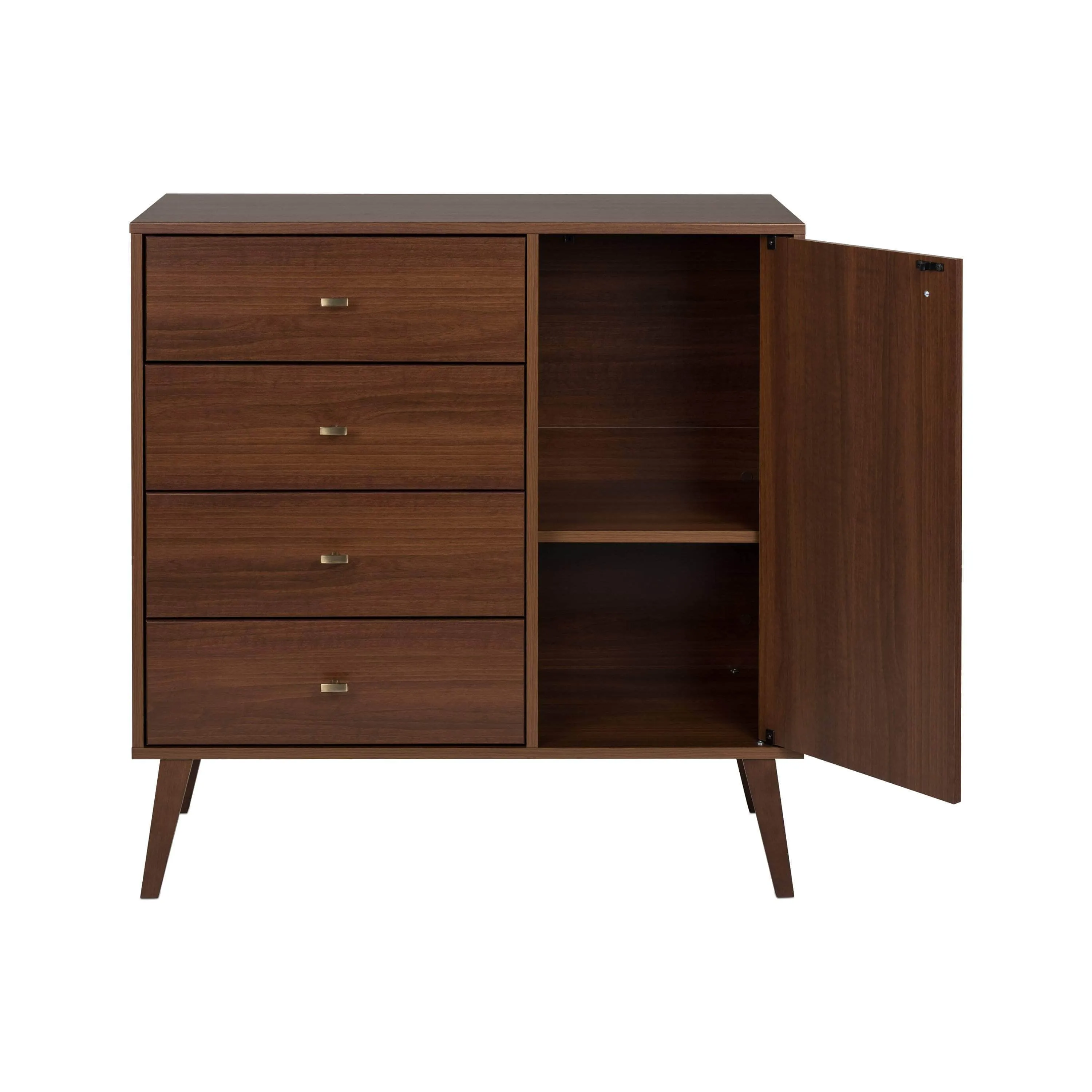 Milo Mid-Century 4 Drawer Chest with Door - Available in 4 Colours