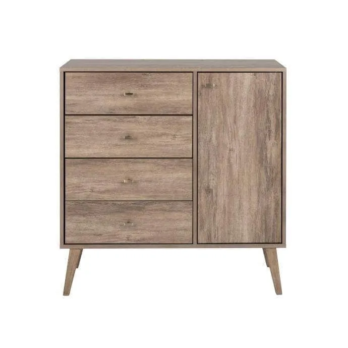 Milo Mid-Century 4 Drawer Chest with Door - Available in 4 Colours