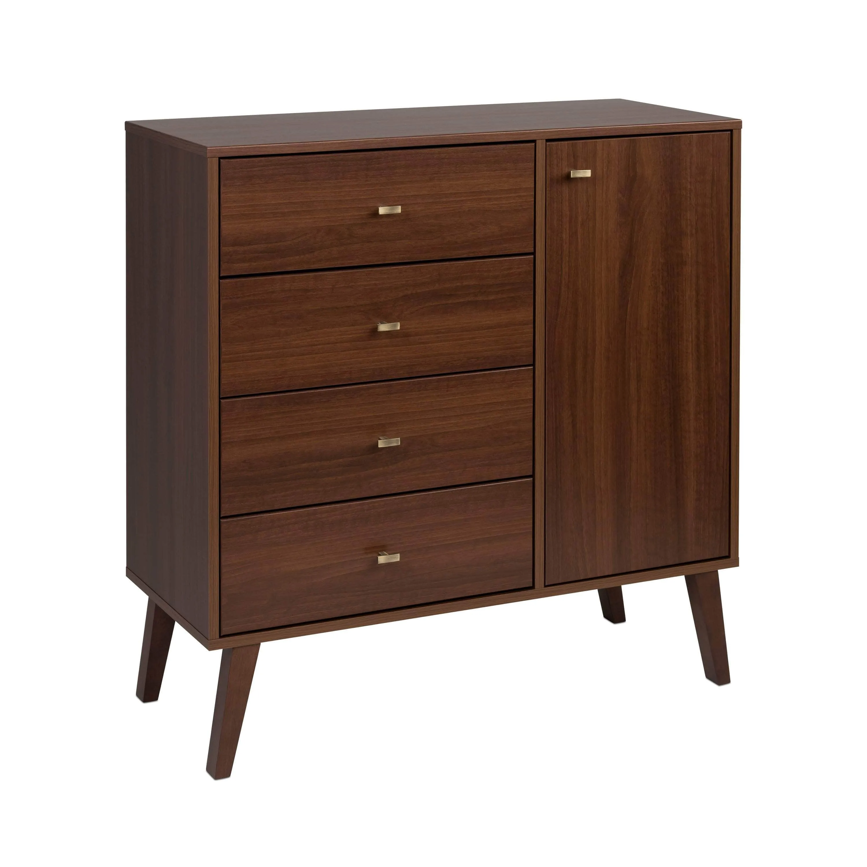 Milo Mid-Century 4 Drawer Chest with Door - Available in 4 Colours