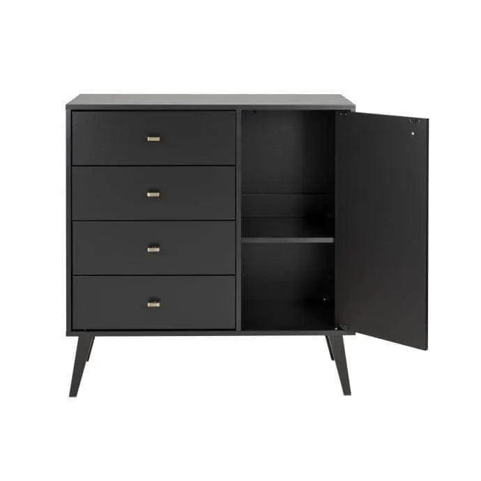 Milo Mid-Century 4 Drawer Chest with Door - Available in 4 Colours