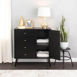 Milo Mid-Century 4 Drawer Chest with Door - Available in 4 Colours