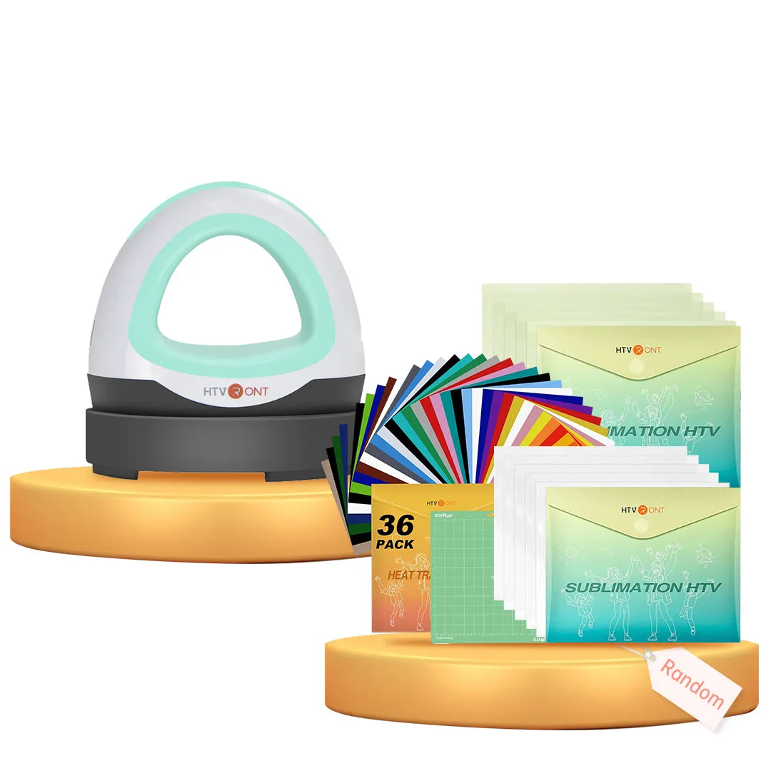 [Mini Heat Press Bundle] Mini Heat Press Machine   Sublimation & HTV Sheets Bundle ≥$60