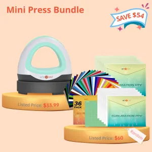 [Mini Heat Press Bundle] Mini Heat Press Machine   Sublimation & HTV Sheets Bundle ≥$60