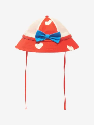 Mini Rodini Girls Hearts Sun Hat in Red