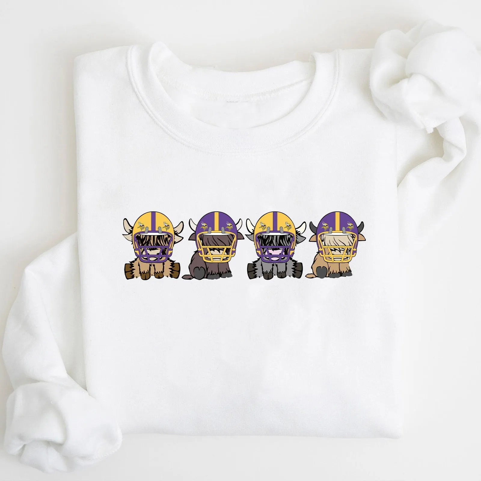 Minnesota Vikings Highland Cow Football Team Football Lovers Gift Unisex Crewneck Hoodie Sweatshirt