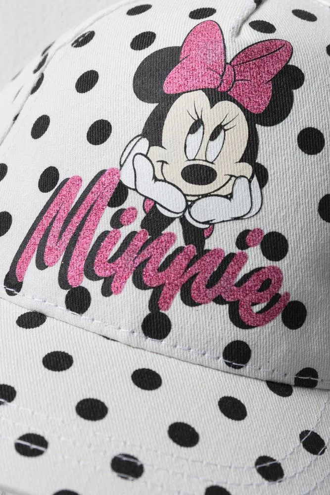 Minnie Mouse Peak Cap Polka Dot White