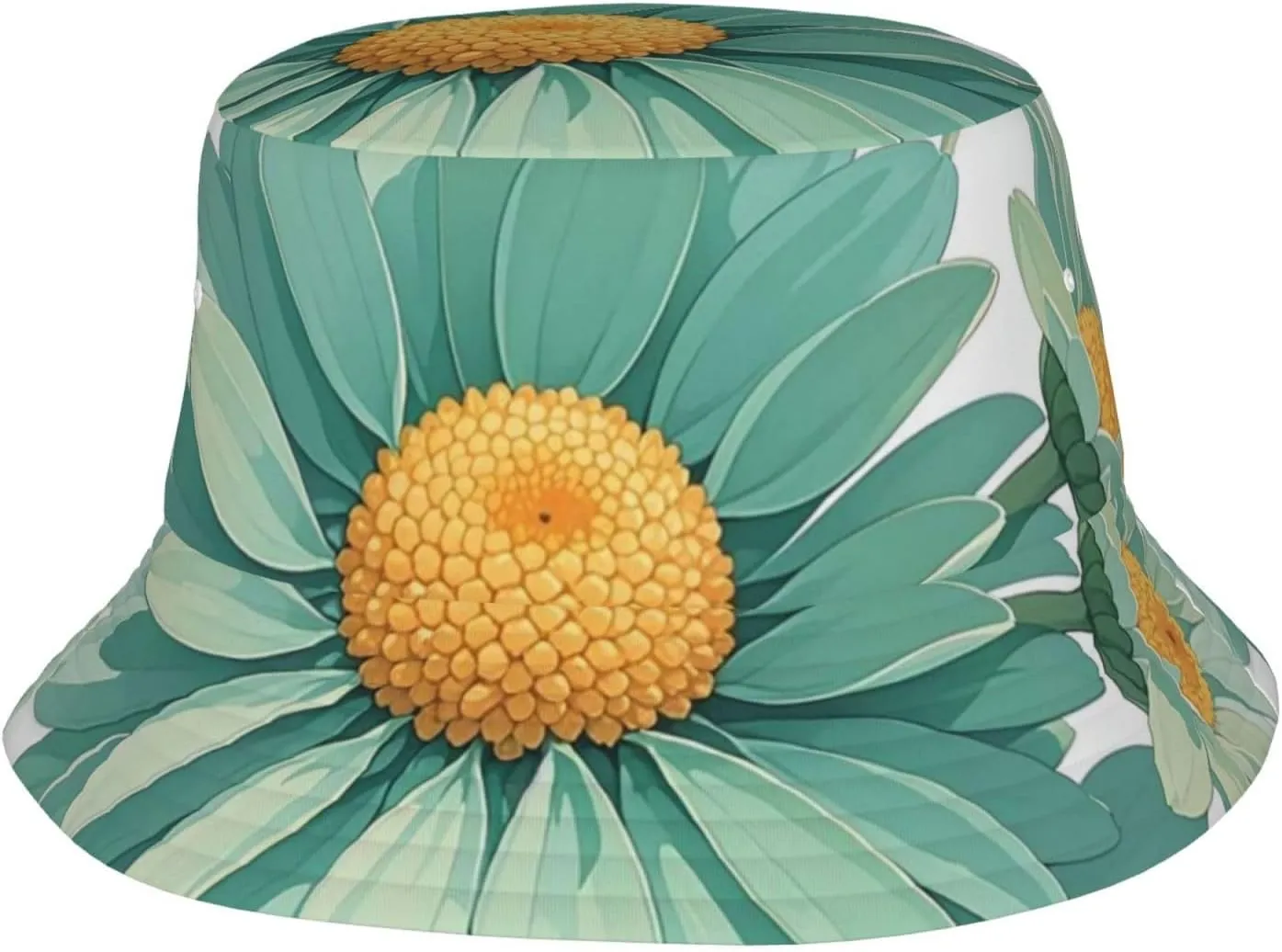 Mint Green Watercolor Daisy Bucket Hat Packable Breathable Sun Hats Fisherman Hats Outdoor Summer Travel Hiking Beach Caps for Men Women