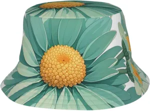 Mint Green Watercolor Daisy Bucket Hat Packable Breathable Sun Hats Fisherman Hats Outdoor Summer Travel Hiking Beach Caps for Men Women