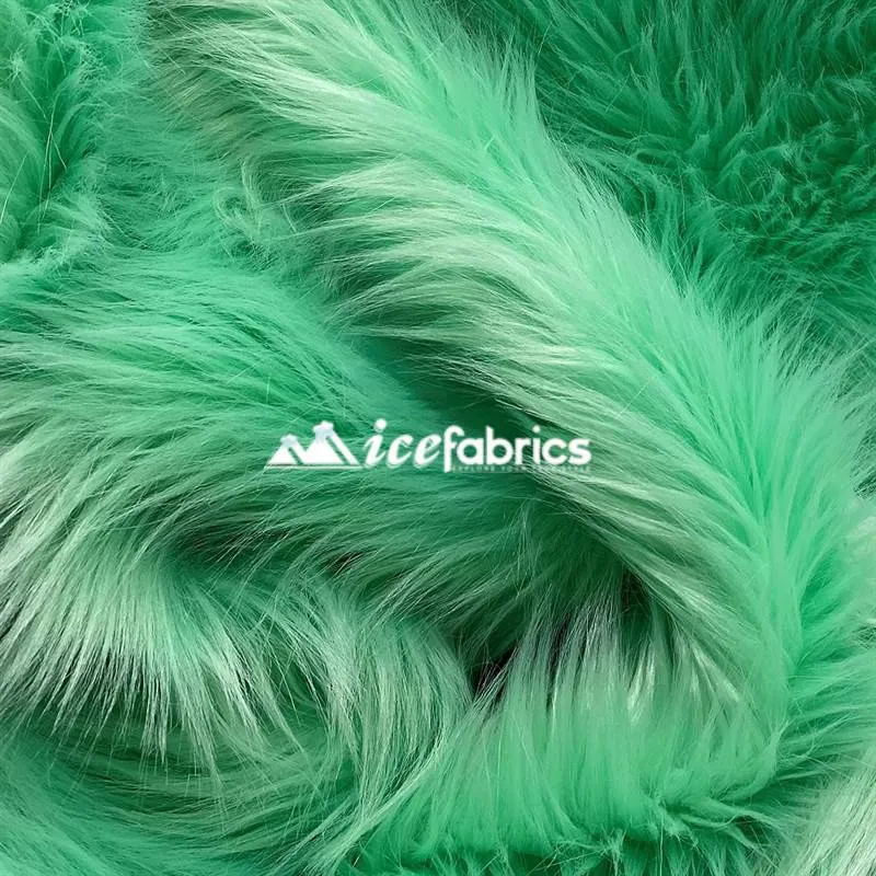 Mint Shaggy Mohair Long Pile Faux Fur Fabric By The Yard
