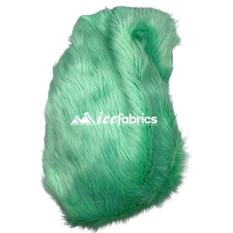 Mint Shaggy Mohair Long Pile Faux Fur Fabric By The Yard