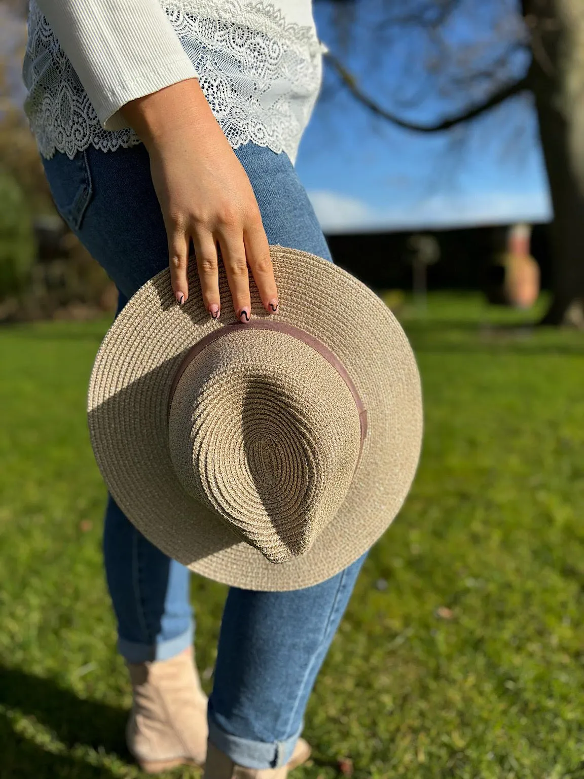 Mocha Shimmer Woven Sun Hat