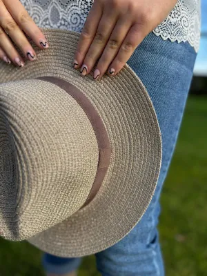 Mocha Shimmer Woven Sun Hat