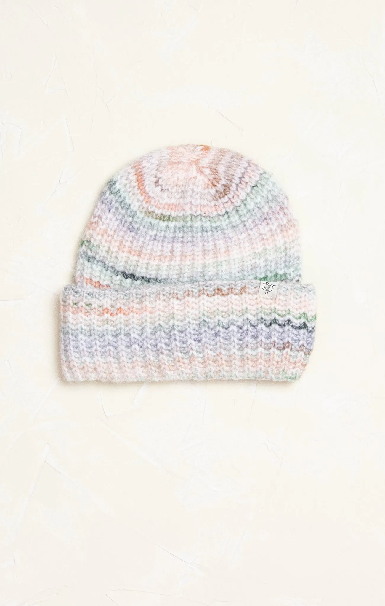 Muted Rainbow Wool Blend Beanie