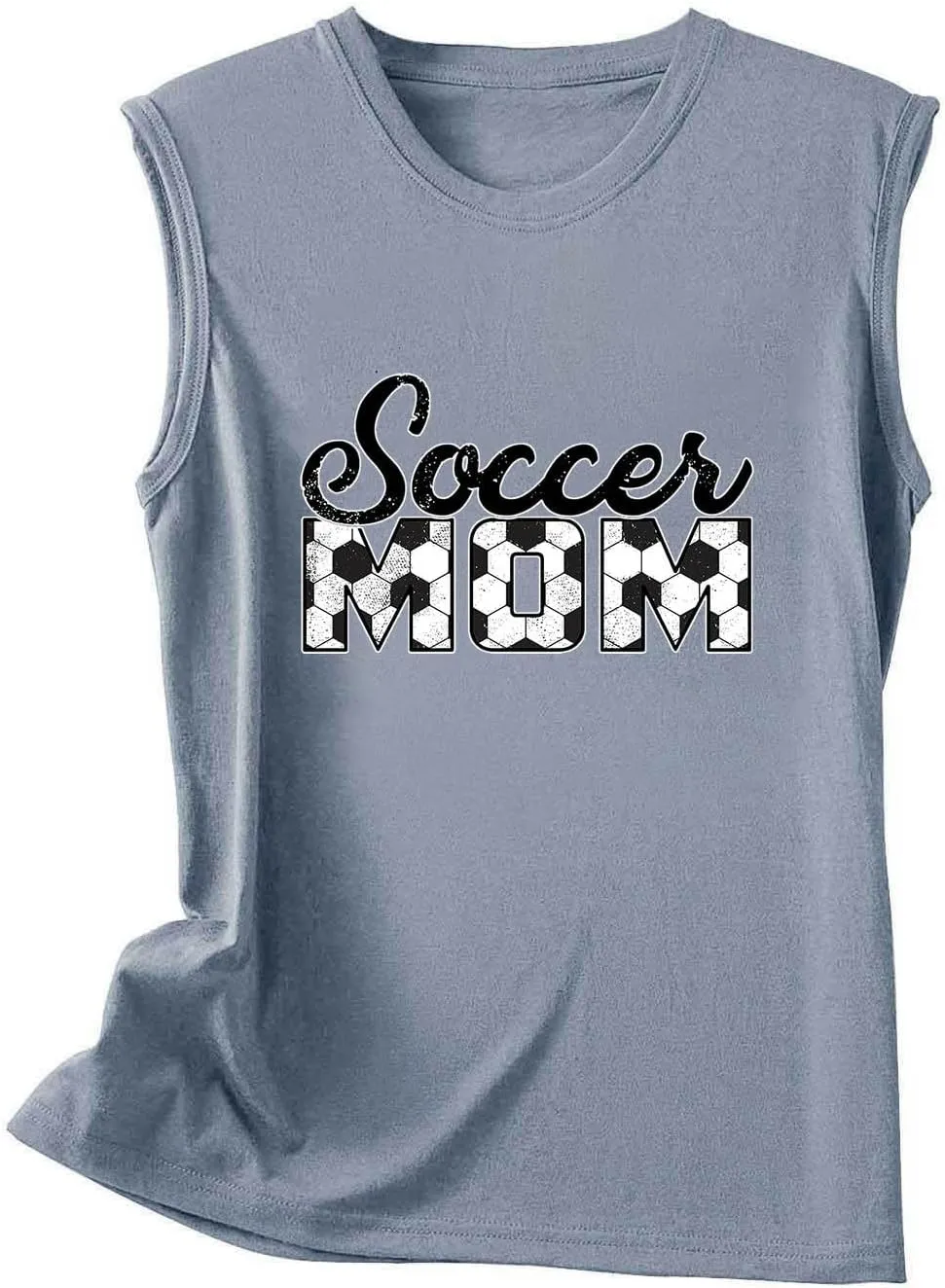 Mzkdieey Women's Soccer Mom Tank Tops Mama Shirts Game Day Tee Top Crewneck Sleeveless Summer Casual T-Shirts Blouses