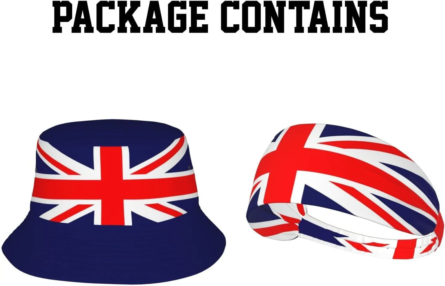 National Flag Bucket Hats with Headband Set Mens Womens - Cute Flag Summer Sun Hats Fisherman Hat Packable for Outdoor
