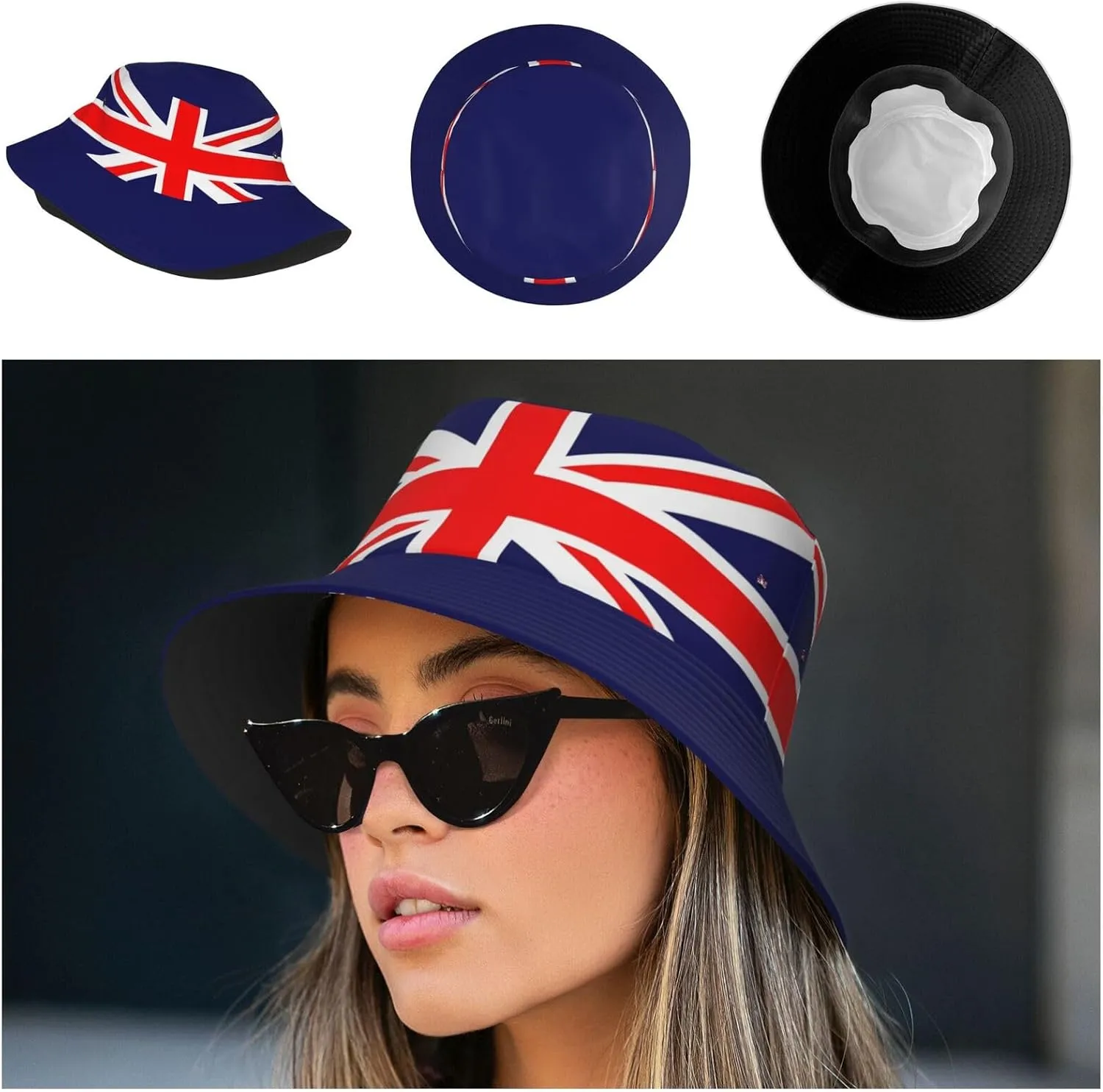 National Flag Bucket Hats with Headband Set Mens Womens - Cute Flag Summer Sun Hats Fisherman Hat Packable for Outdoor