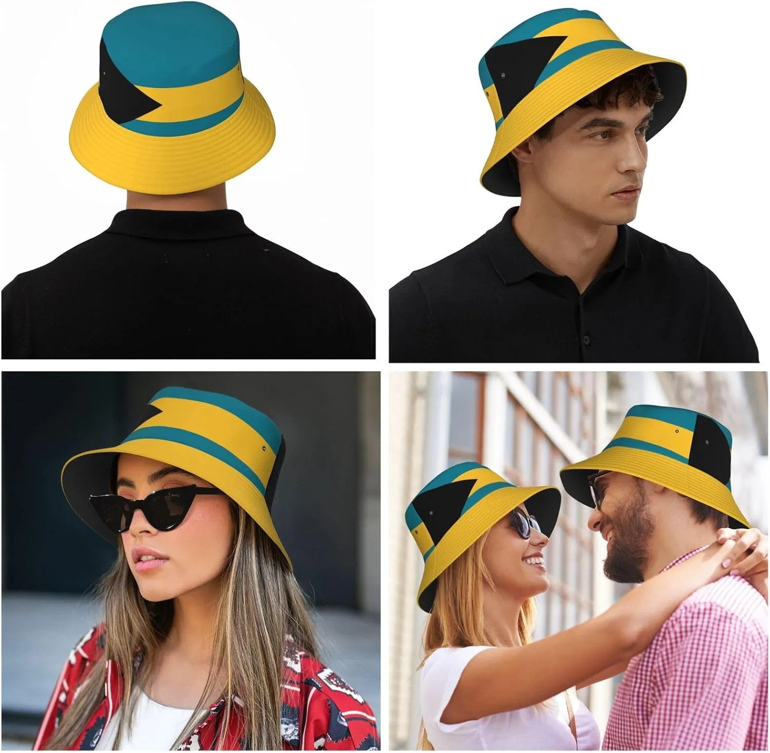 National Flag Bucket Hats with Headband Set Mens Womens - Cute Flag Summer Sun Hats Fisherman Hat Packable for Outdoor
