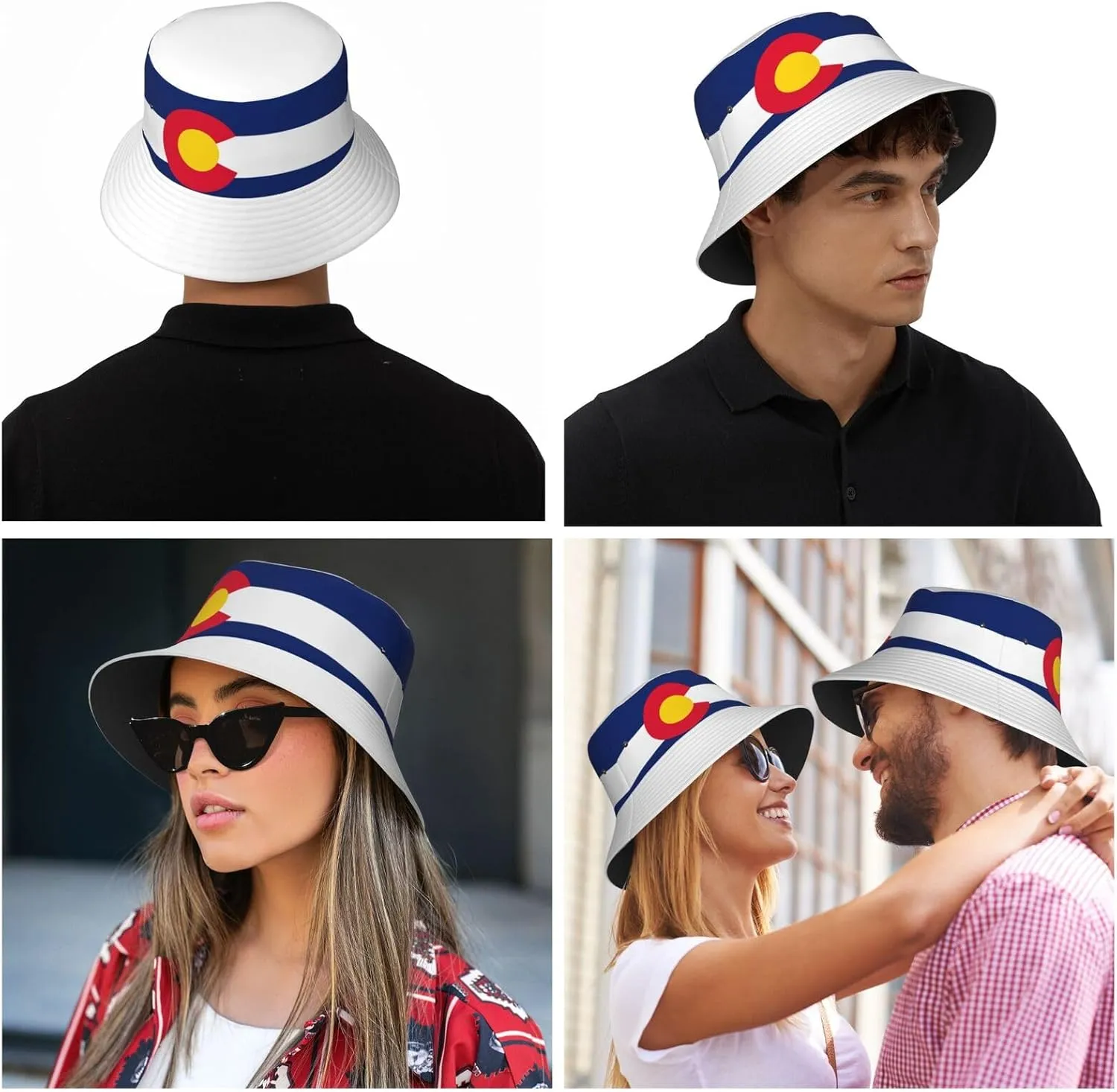 National Flag Bucket Hats with Headband Set Mens Womens - Cute Flag Summer Sun Hats Fisherman Hat Packable for Outdoor