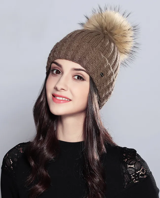 Natural Raccoon Fur Beanie