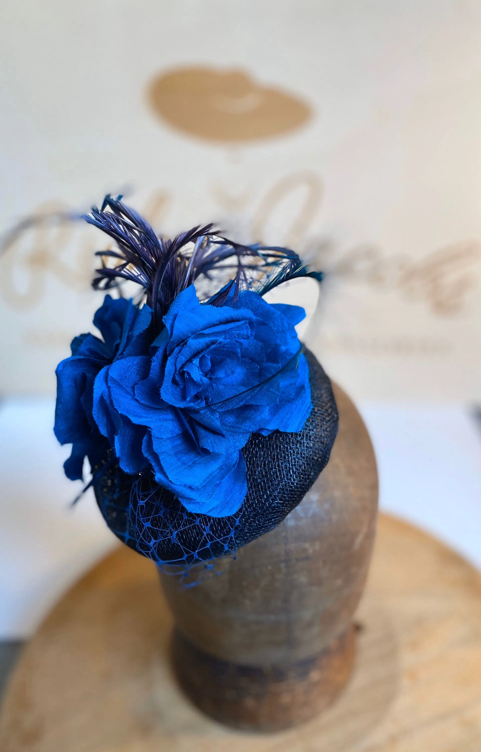 Navy blue and turquoise delightful wedding hat